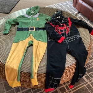 Onesie pajamas marvel Spider-Man size6/7 ELF size 7/8 $10